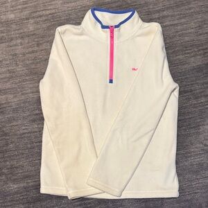 Vineyard Vines Cream Quarter-Zip Pullover with Pink and Blue Accents